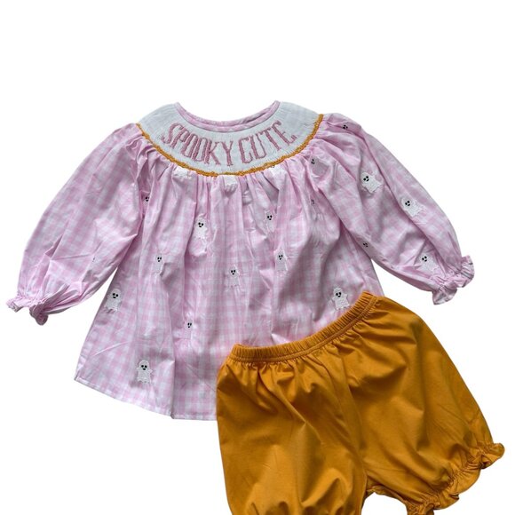 Hand Smocked Spooky Cute Girls Short Set | The Sage Smocking Company - Picture 1 of 4